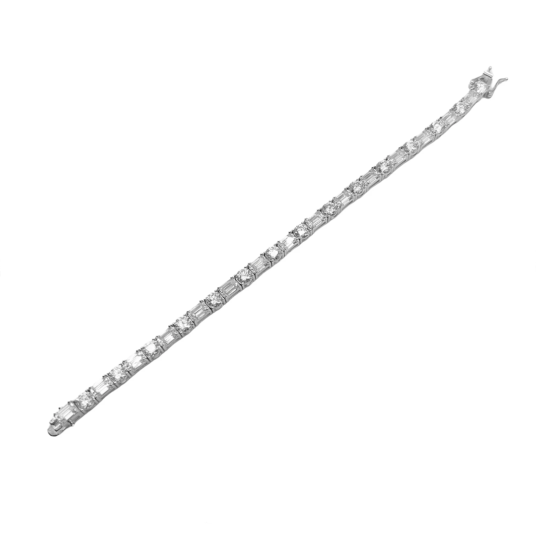 Emerald & Round Tennis Bracelet VVS Lab Stones