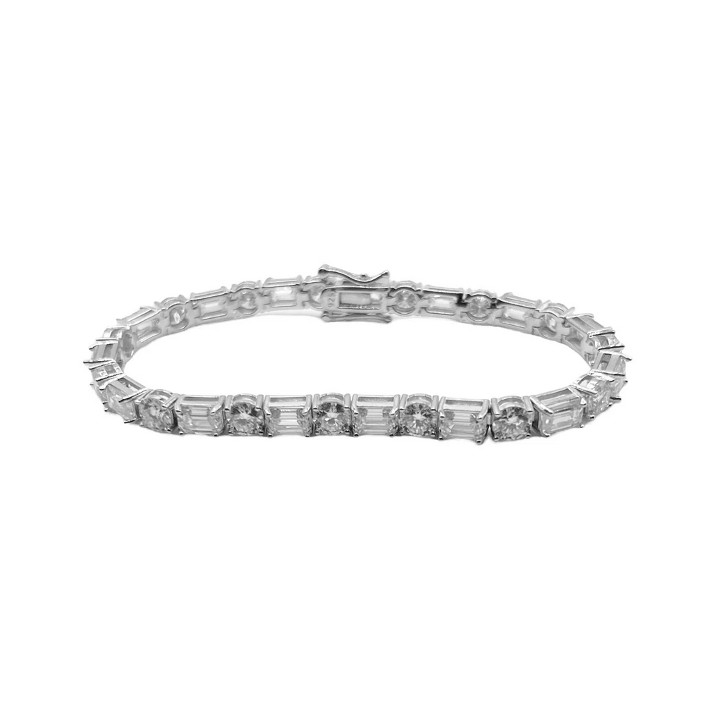 Emerald & Round Tennis Bracelet VVS Lab Stones